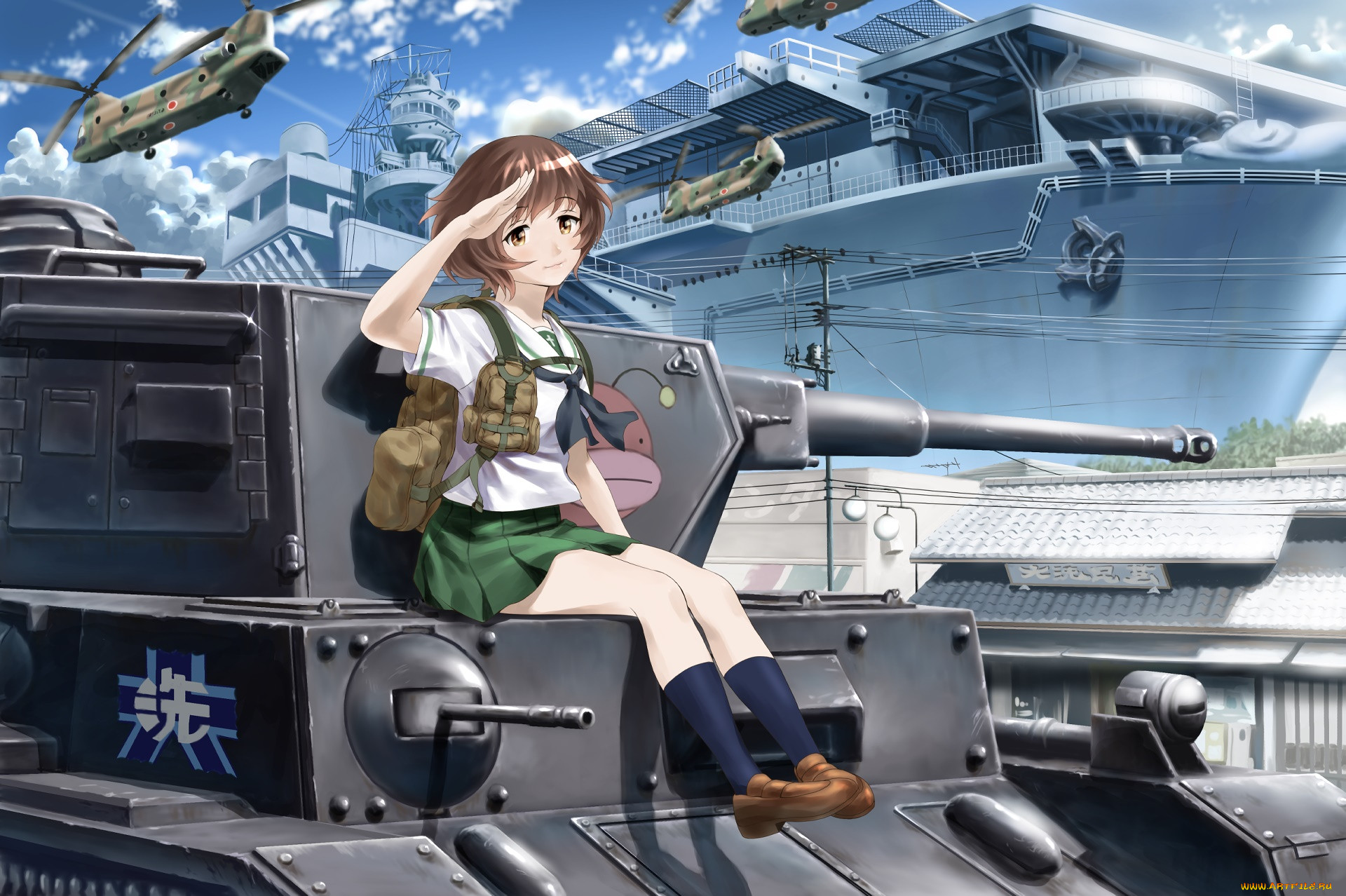 Обои Аниме Girls und Panzer, обои для рабочего стола, фотографии аниме,  girls und panzer, фон, взгляд, девушка Обои для рабочего стола, скачать обои  картинки заставки на рабочий стол.